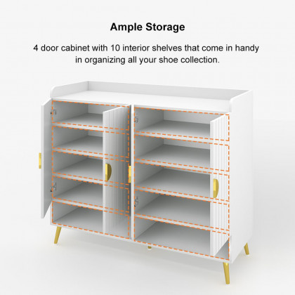 HMR - Yellar Nordic Entryway Shoe Cabinet with Doors & Open Shelves