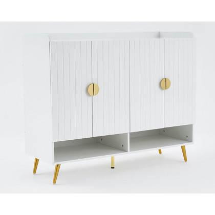 HMR - Yellar Nordic Entryway Shoe Cabinet with Doors & Open Shelves