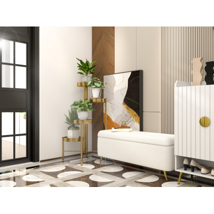 HMR - Yellar Nordic Entryway Shoe Cabinet with Doors & Open Shelves