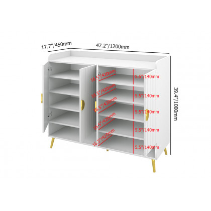 HMR - Yellar Nordic Entryway Shoe Cabinet with Doors & Open Shelves