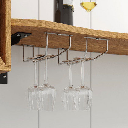 HMR - 53" Live-Edge Floating Bar Table with Wine Bottle Storage Wood Pub Table