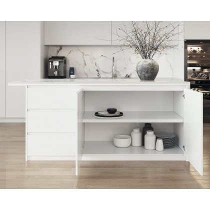 HMR Kitchen Island with Storage - White, 72“/1830mm, Sintered Stone