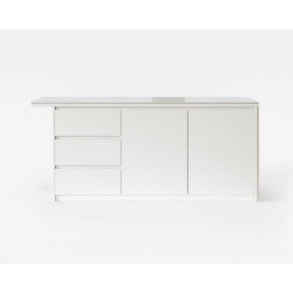 HMR Kitchen Island with Storage - White, 72“/1830mm, Sintered Stone