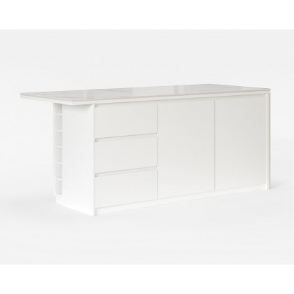 HMR Kitchen Island with Storage - White, 72“/1830mm, Sintered Stone