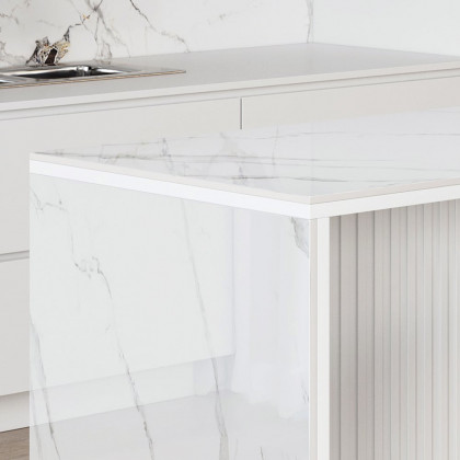 HMR Kitchen Island with Storage - White, 72“/1830mm, Sintered Stone