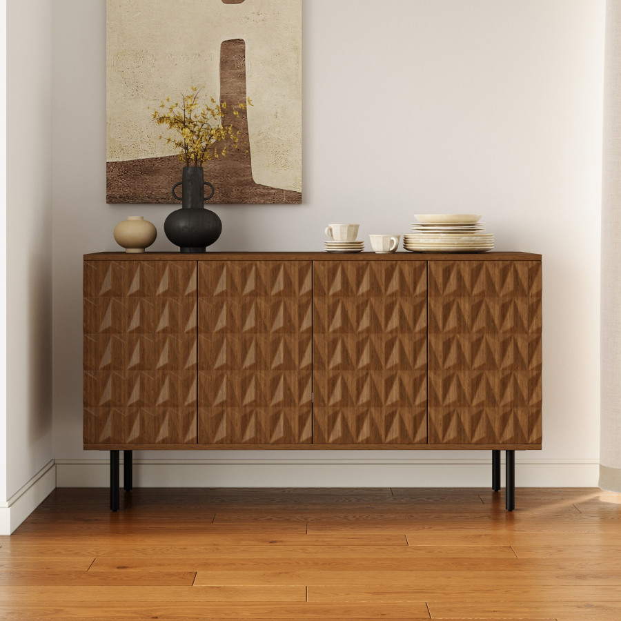 HMR - 59'' Walnut Wood Sideboard Cabinet For Dining Room