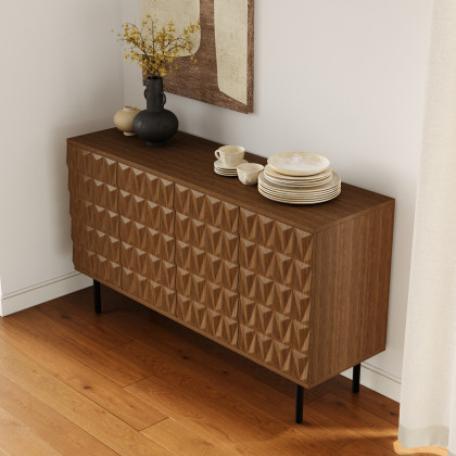 HMR - 59'' Walnut Wood Sideboard Cabinet For Dining Room