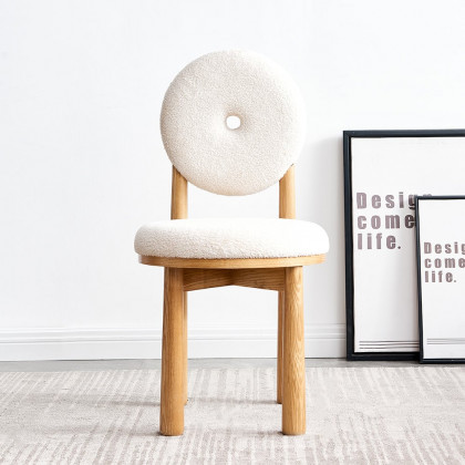 HMR - Japandi Modern Dining Chairs with Sherpa Upholstery White