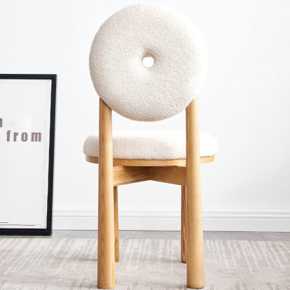 HMR - Japandi Modern Dining Chairs with Sherpa Upholstery White