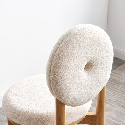 HMR - Japandi Modern Dining Chairs with Sherpa Upholstery White
