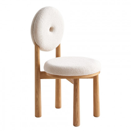 HMR - Japandi Modern Dining Chairs with Sherpa Upholstery White