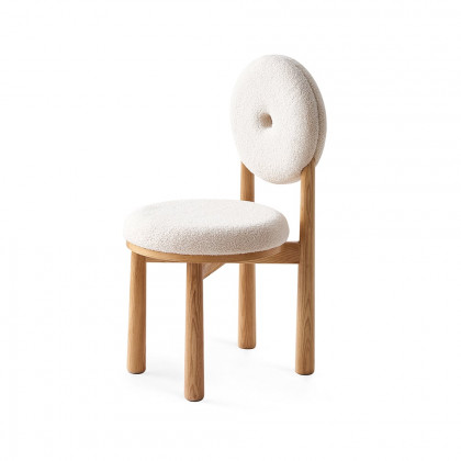 HMR - Japandi Modern Dining Chairs with Sherpa Upholstery White
