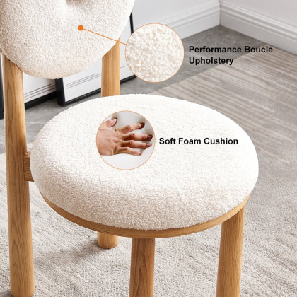 HMR - Japandi Modern Dining Chairs with Sherpa Upholstery White