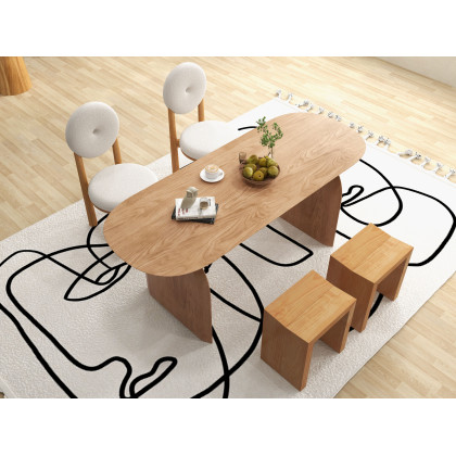 HMR - Japandi Modern Dining Chairs with Sherpa Upholstery White