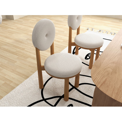 HMR - Japandi Modern Dining Chairs with Sherpa Upholstery White