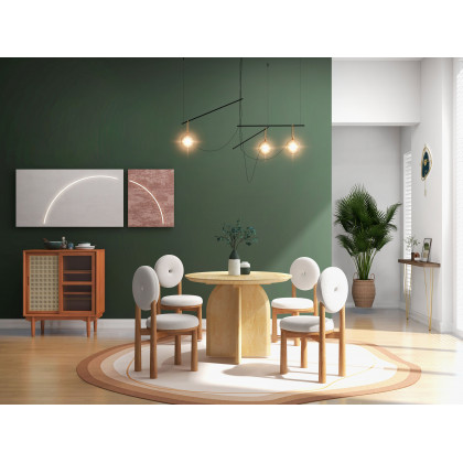 HMR - Japandi Modern Dining Chairs with Sherpa Upholstery White