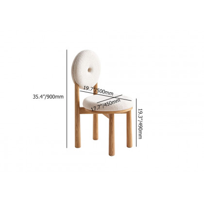 HMR - Japandi Modern Dining Chairs with Sherpa Upholstery White