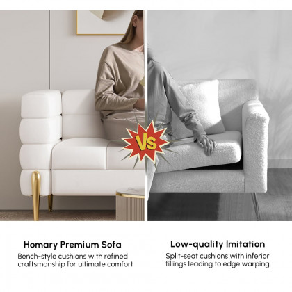HMR - Aurora 79" Fluted Sofa with Gold Legs & Pillows & Nesting Coffee Table Set