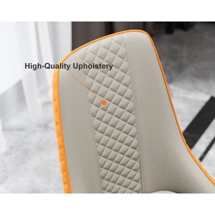 HMR Diamic Series Modern Faux Leather Dining Chairs with Upholstery - Deep Orange, 8-Pieces