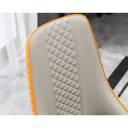 HMR Diamic Series Modern Faux Leather Dining Chairs with Upholstery - Deep Orange, 8-Pieces