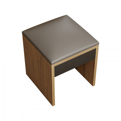 HMR - 11" Faux Leather Walnut Upholstered Stools (Set of 2)