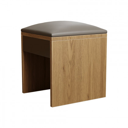 HMR - 11" Faux Leather Walnut Upholstered Stools (Set of 2)