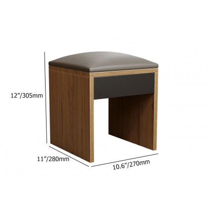 HMR - 11" Faux Leather Walnut Upholstered Stools (Set of 2)