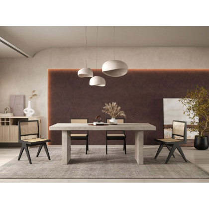 HMR - 59" Japandi Distressed Natural Wood Sideboard Buffet Wine Rack 4 Doors Credenza