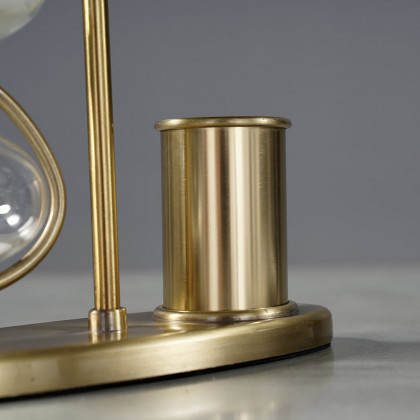 HMR - Vintage Antique Desk Decoration Brass Pen Holder 30 Minutes Hourglass Desk organizer