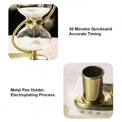 HMR - Vintage Antique Desk Decoration Brass Pen Holder 30 Minutes Hourglass Desk organizer