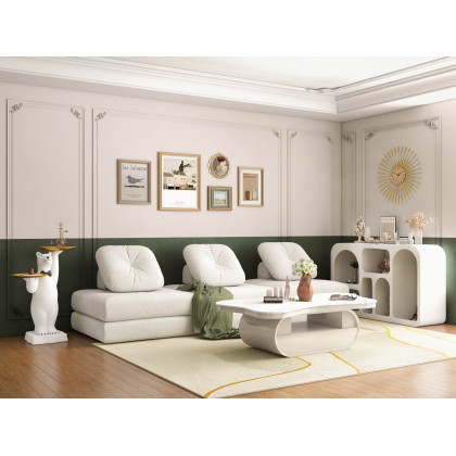 HMR - 51" Irregular Cloud Sintered Stone Coffee Table with Storage