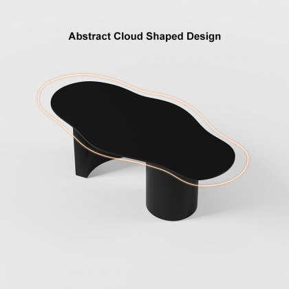 HMR 47" Japandi Funky Wood Coffee Table Abstract Cloud Shaped - Black