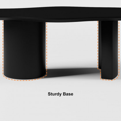 HMR 47" Japandi Funky Wood Coffee Table Abstract Cloud Shaped - Black
