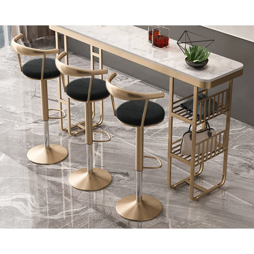 HMR Modern Adjustable Swivel Bar Stools with Velvet Upholstery (Set of 6) - Black