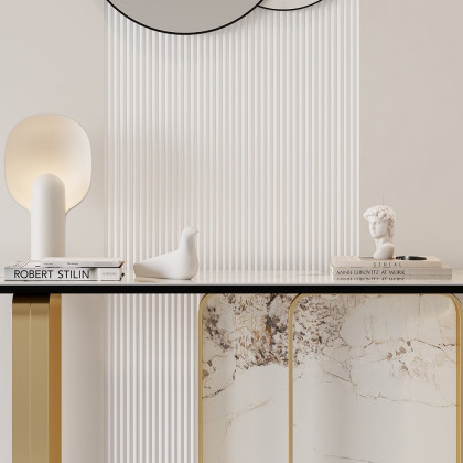 HMR - 47" W Modern Sintered Stone Console Table with Gold Stainless Steel Frame