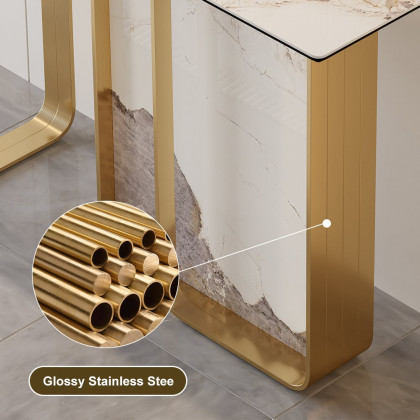 HMR - 47" W Modern Sintered Stone Console Table with Gold Stainless Steel Frame