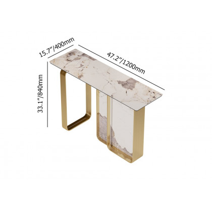 HMR - 47" W Modern Sintered Stone Console Table with Gold Stainless Steel Frame