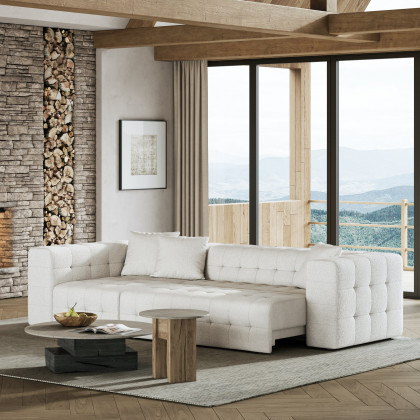 HMR - 112" Boucle Power Sectional Sofa Bed with Chaise