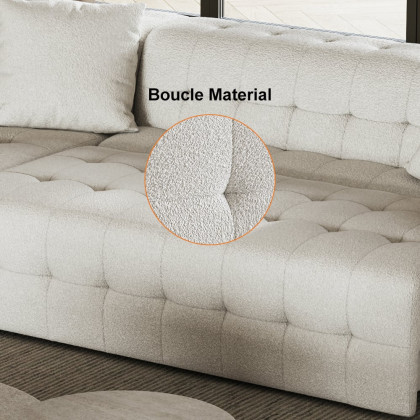 HMR - 112" Boucle Power Sectional Sofa Bed with Chaise