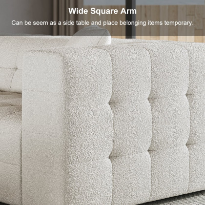 HMR - 112" Boucle Power Sectional Sofa Bed with Chaise