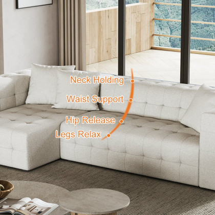 HMR - 112" Boucle Power Sectional Sofa Bed with Chaise
