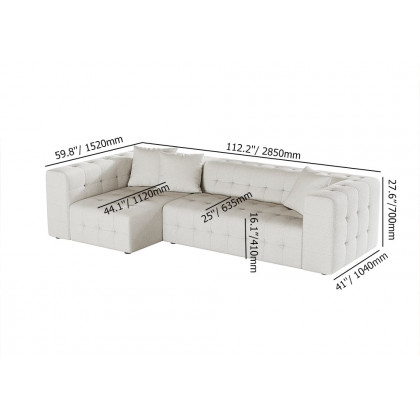 HMR - 112" Boucle Power Sectional Sofa Bed with Chaise