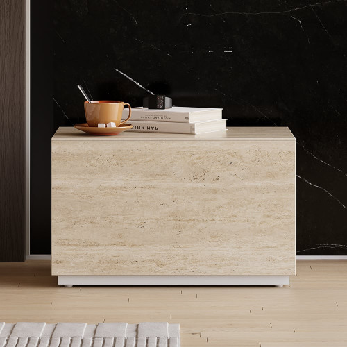 HMR 23" Sintered Stone Floor Nightstand with Drawer - Beige, Number Of Drawers: 1, Set Of 2