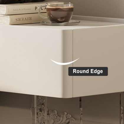 HMR - Modern White Faux Leather Floating Nightstand Bedside Table with Acrylic Frame