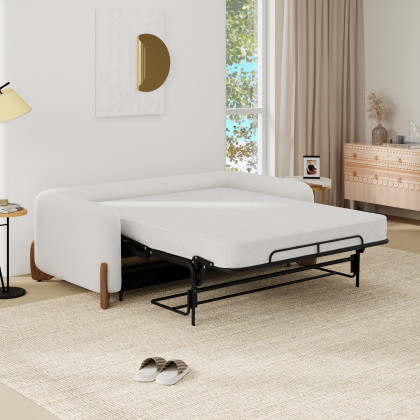 HMR - 83" Curva Queen 3-Seater Boucle Pop Up Sleeper Sofa with Mattress