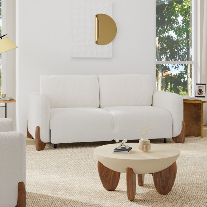 HMR - 83" Curva Queen 3-Seater Boucle Pop Up Sleeper Sofa with Mattress