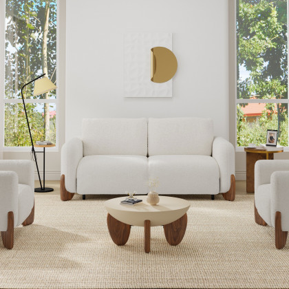 HMR - 83" Curva Queen 3-Seater Boucle Pop Up Sleeper Sofa with Mattress