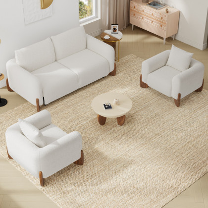 HMR - 83" Curva Queen 3-Seater Boucle Pop Up Sleeper Sofa with Mattress