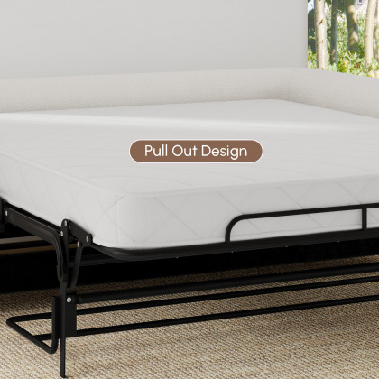 HMR - 83" Curva Queen 3-Seater Boucle Pop Up Sleeper Sofa with Mattress
