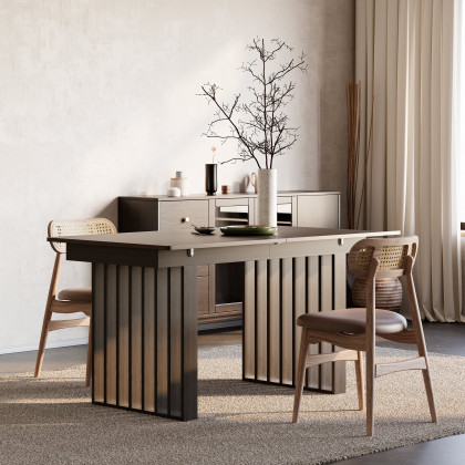 HMR 55"-87" Extendable Dining Table Seats 4-8 People - Walnut